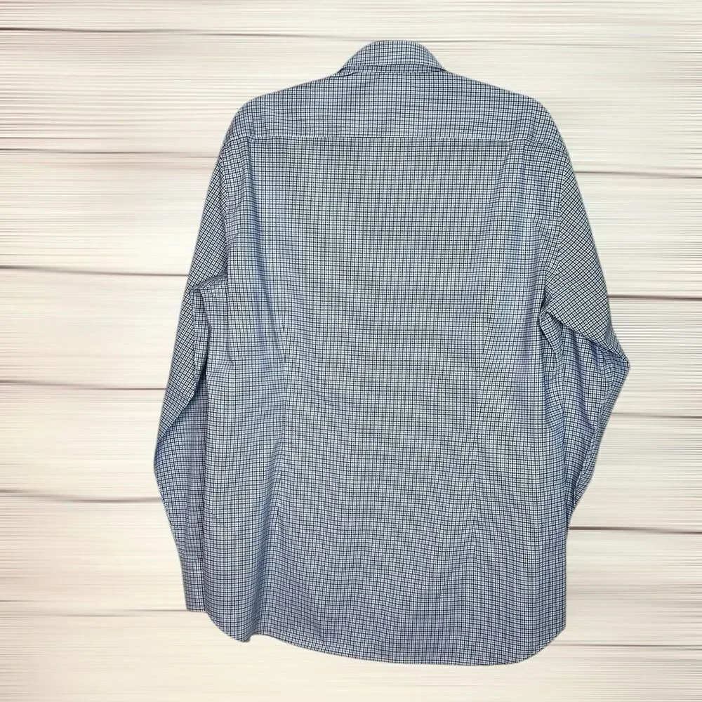Paul & Shark Casual Shirt Button Down Cotton Blue Plaid Italy size L neck 16,5